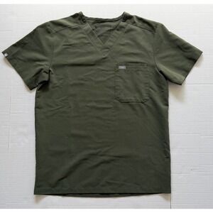 Figs Technical Collection Women's Green Scrub Top V-neck Size Small Front Pocket
